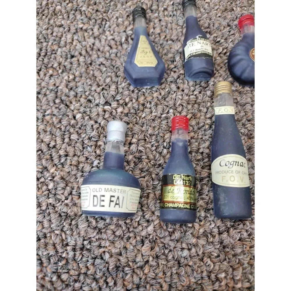 Liquor Bottle Fridge Magnets Vintage Lot Of 7 Blue COGNAC and DE FAI